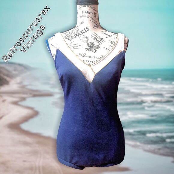 𝅺vintage Swimsuit 1960’s Bullet Cup Pin Up One Piece, Medium - Picture 9 of 10